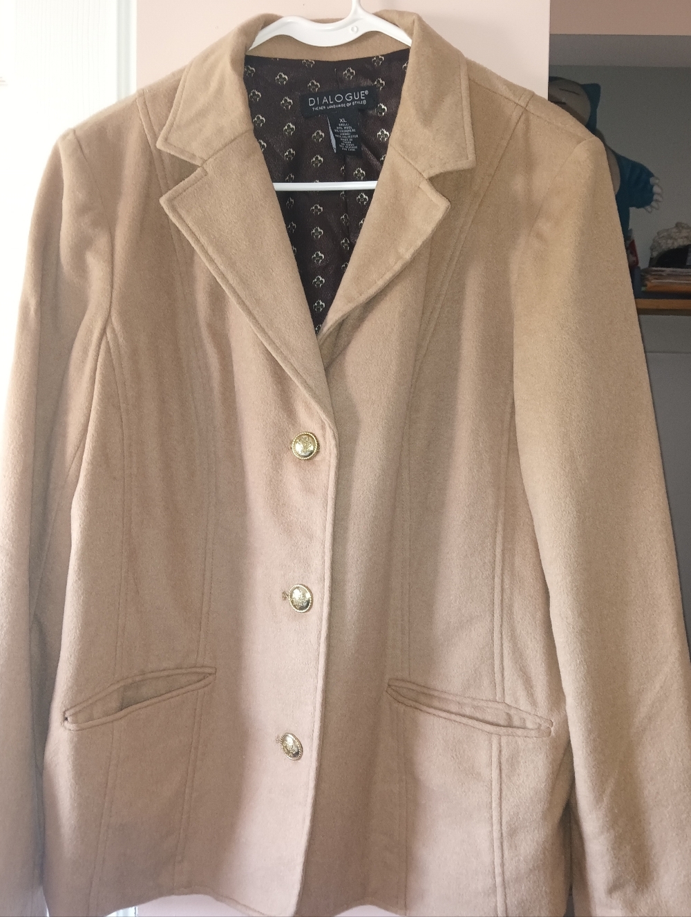 Dialogue Women's Tan Camel Wool-Blend Blazer Jacket